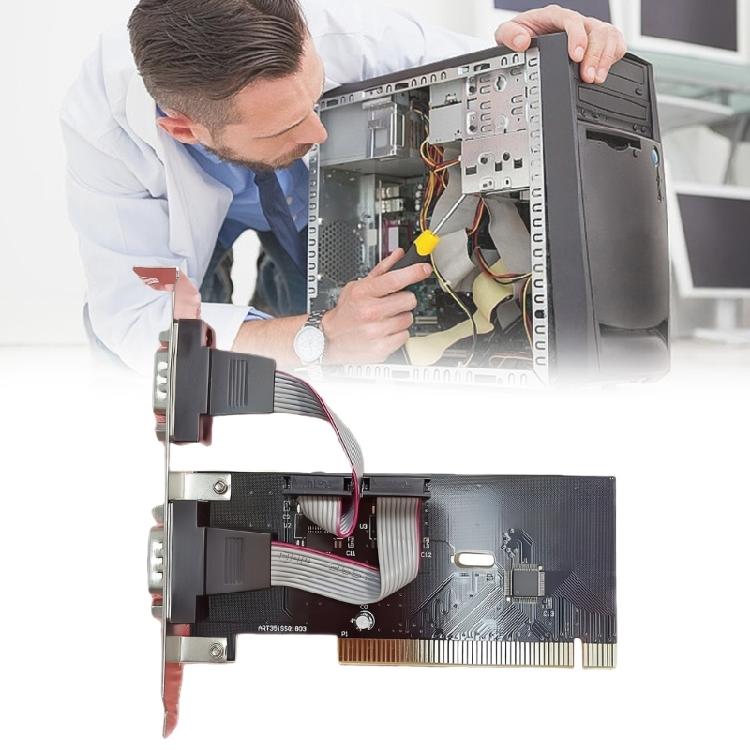 2-портовый последовательный PCI-адаптер 9-контактный Простая установка Карта расширения Передача для управления автоматизацией Промышленное оборудование