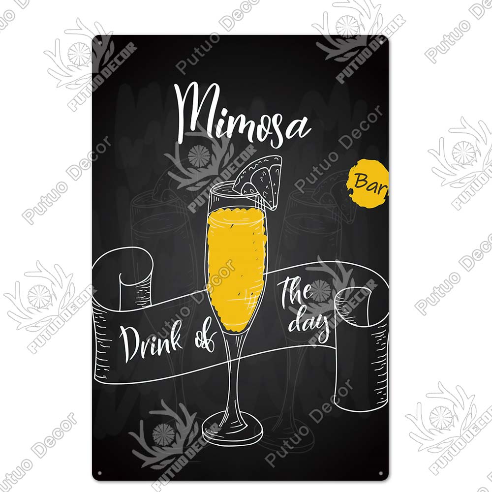 Putuo Decor Cocktail Vintage Metal Sign Tin Sign Decorative Plaque Wall Decor Bar Pub Man Cave Living Room Decoration
