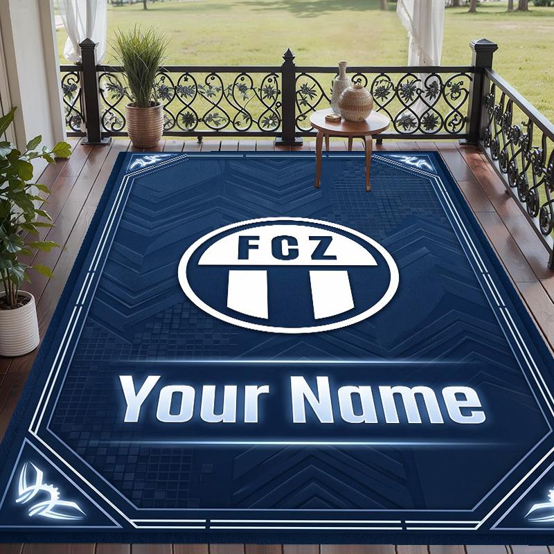 Custom Text Printed Rug FC Zürich Non Slip Floor Carpet For Home Room Decor