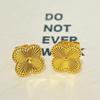 Shajin Jewelry Four-Leaf Clover Gold Simulated Stud Earrings - Women's Light Luxury Accessories