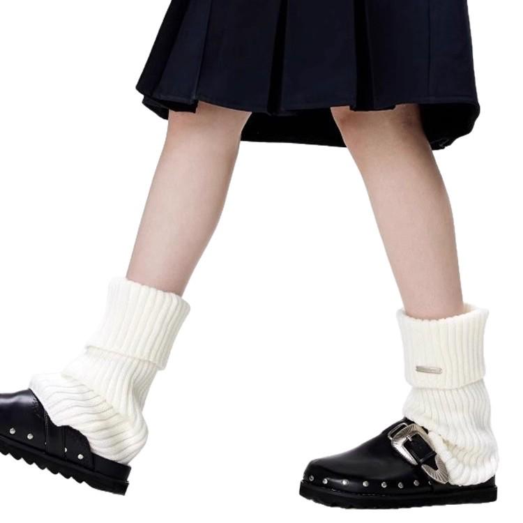 Универсальные вязаные гетры с металлическим логотипом - Толстые, теплые, стройнящие носки для осени и зимы