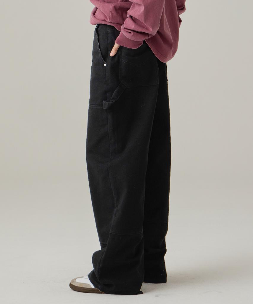 URBANAGE Cotton Carpenter Wide Pants Black