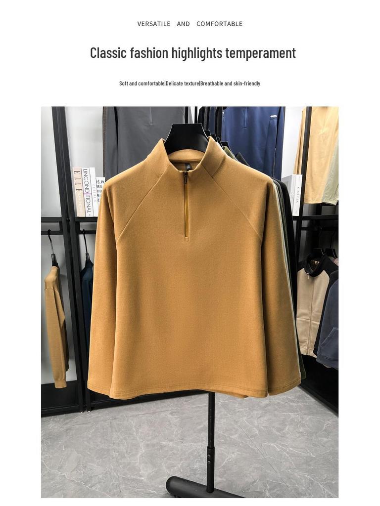 Мужская термофлисовая толстовка с полумолнией и длинным рукавом