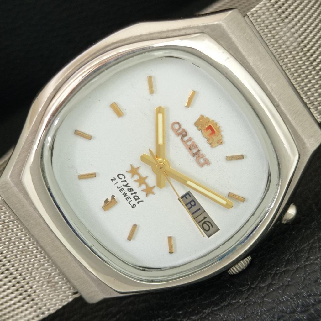Orient КРИСТАЛЛ АВТОМАТИЧЕСКИЙ ВИНТАЖНЫЕ ЯПОНИЯ 46943 МУЖСКИЕ ЧАСЫ С БЕЛЫМ ЦИФЕРБЛАТОМ a704831-1