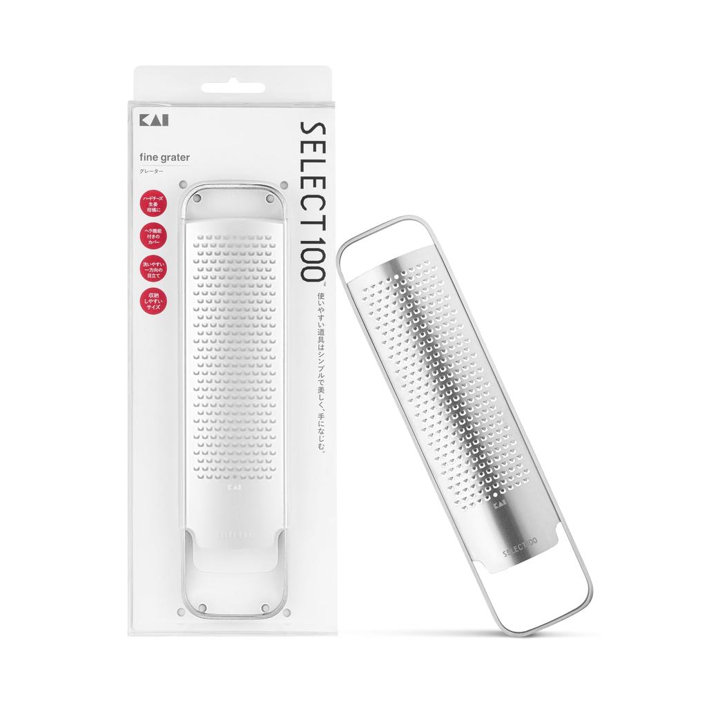 Терка для сыра KAI SELECT100, терка, лопатка для чеснока с крышкой DH3149