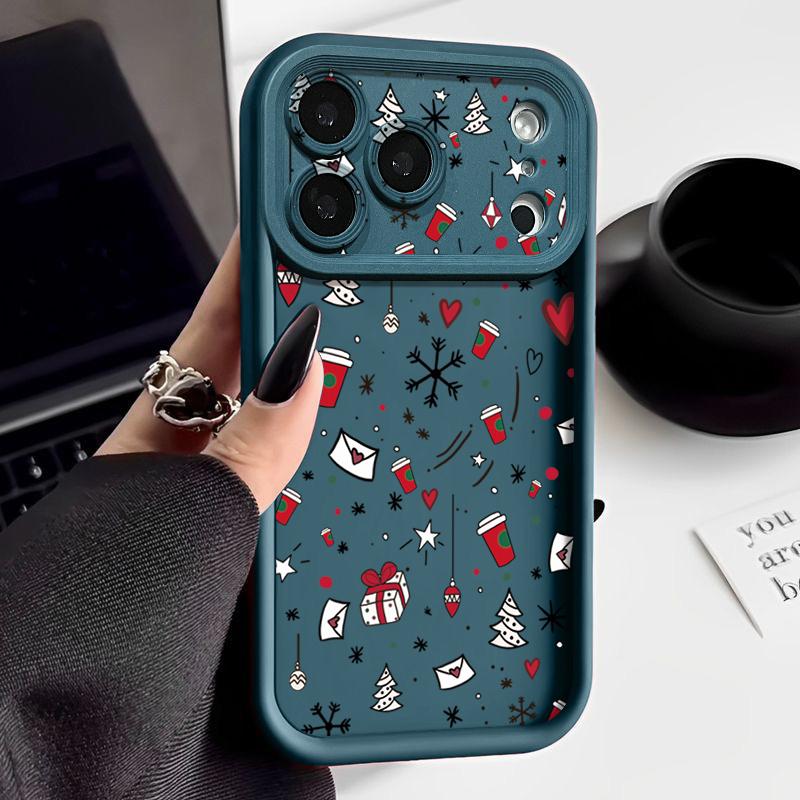 Рождественский Подарок Печать Чехол Для Телефона Для iPhone 17 Pro 16e 16 15 14 13 12 Pro Max 11 Мягкий Силиконовый Чехол Для iPhone 15 16 Plus 17 Air