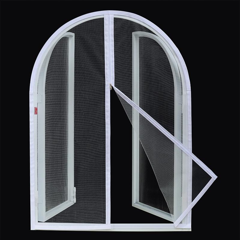 Arched Mosquito Net Window Screen Curved Round Zipper anti-mosquito Customized Black white Fly Insect Mesh Invisible Fiberglass
