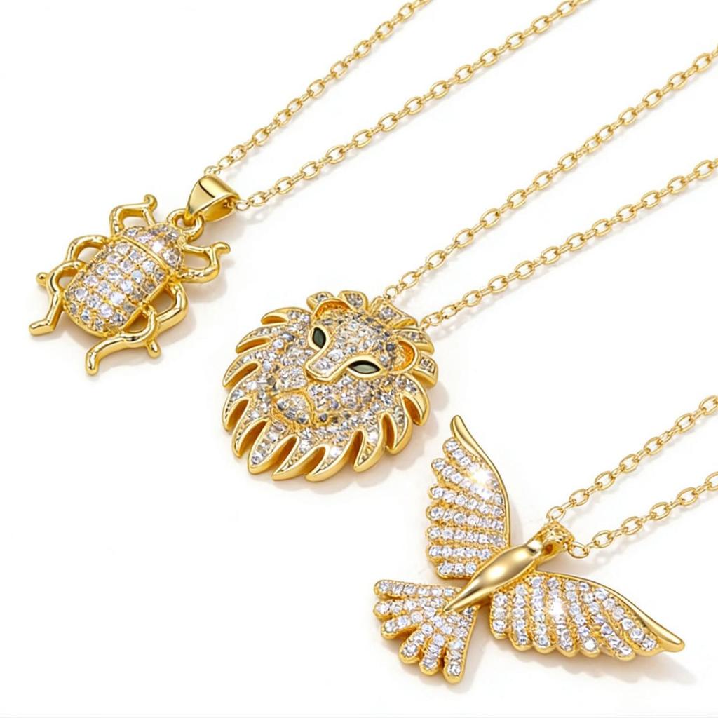 Европейский стиль, подвеска-ожерелье с головой льва и птицей-скарабеем для женщин