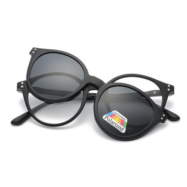 5 в 1 Магнитные Солнцезащитные Очки Женские Очки на Зажиме Мужские Круглые Оптические Очки для Чтения Солнцезащитные Очки для Вождения F