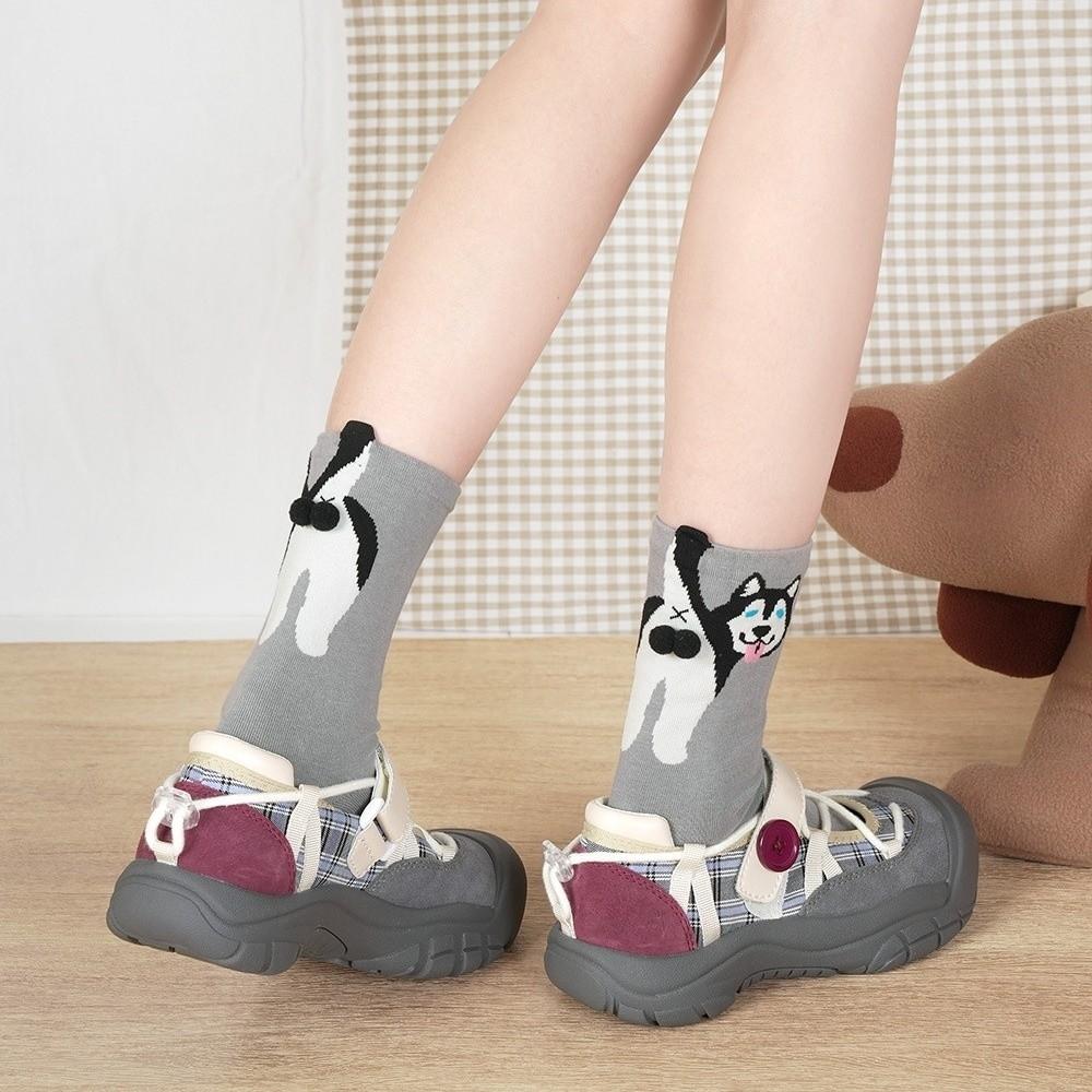 Soft Husky Dog Socks Breathable Dachshund Socks Whimsical Puppy Eggs Socks All Seasons