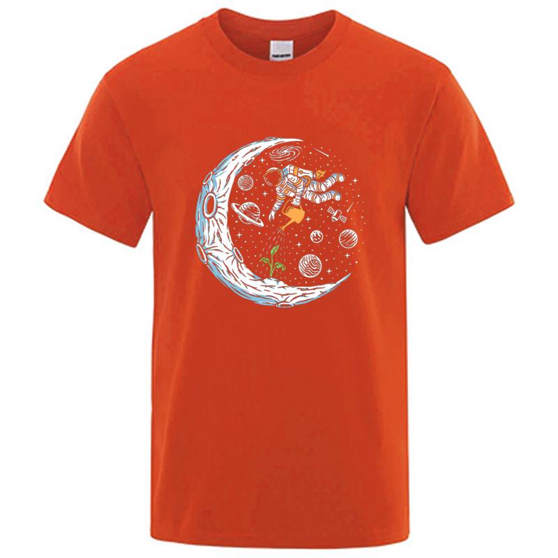 Summer Mens Tshirt 100 Cotton Casual Funny Astronaut Design Print Loose Oneck T Shirt for Men Short Sleeve Male Tshirt Tees
