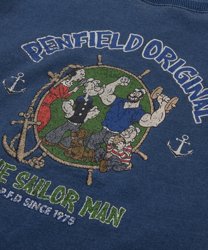 PENFIELD Индиго Однотонная Стирка Винтажное Искусство Футболка с коротким рукавом Индиго_Fs2Kt17U