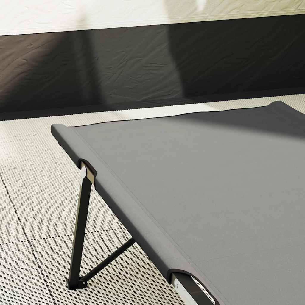 Folding Camping Bed Gray 206 x 76 x 74 cm
