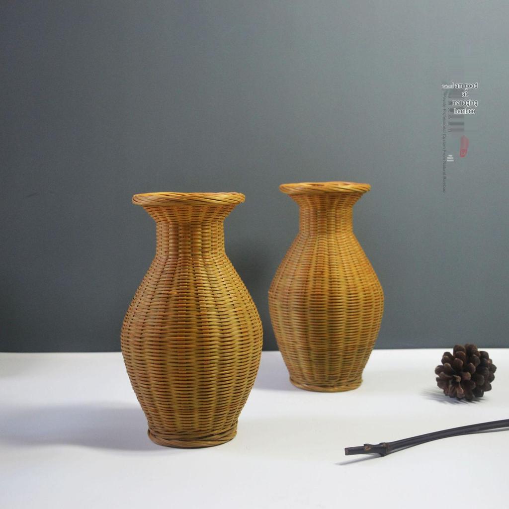 Handmade Bamboo Woven Flower Vase and Ornament Collection