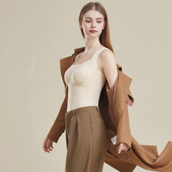 Bottoming Vest 3D Cup Shape Warm Comfortable Self-Heating Thermal Top Padded Seamless Autumn Winter Base Vest