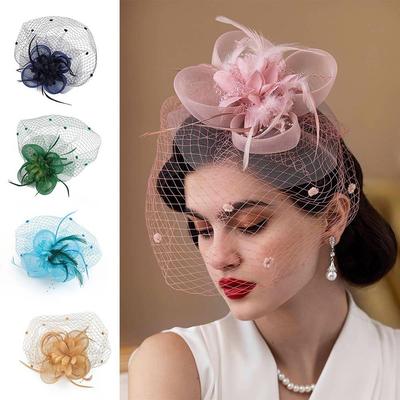 Тюль Лепесток Сетка Цветок Головной убор Фата Фестивальный Головной убор Винтажные Аксессуары для волос Свадебная Невеста