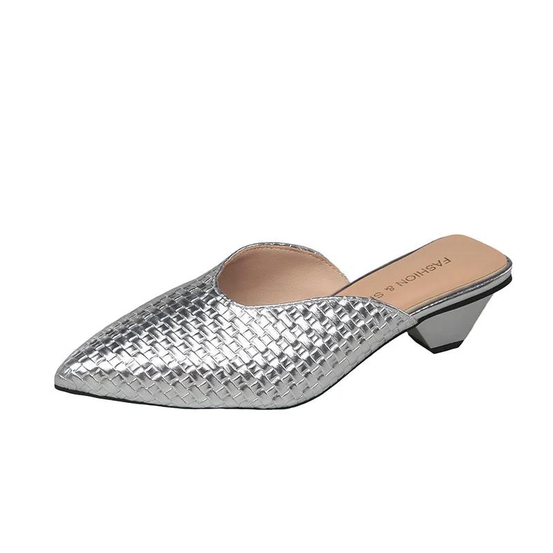 Женские модные тапочки Baotou, весенние, новые, с острым носком, с неглубокой подошвой, водонепроницаемые, нескользящие, на толстом каблуке