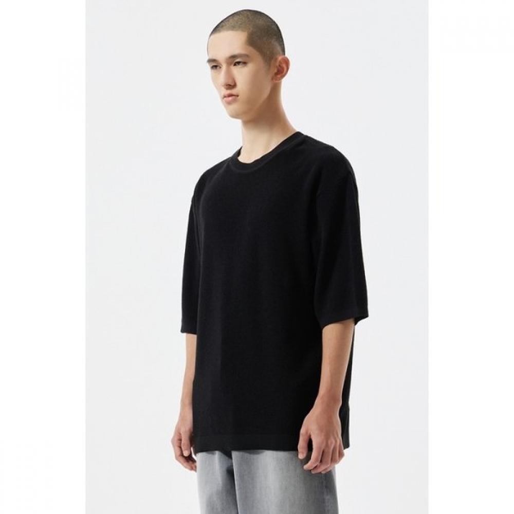 Customellow Black Soft Half Round Neck Sweater Cwwam25421bkx