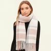 Soft Knitted Wool Scarf Cold-proof Long Neckscarf with Tassel Large Classic Plaid Scarf  Women