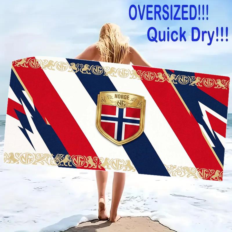 Norway National Football Print Beach Towel, Large Soft Quick Dry Towel for Beach Camping Swimming
