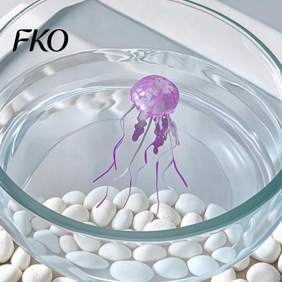 Non-toxic Aquarium Ornament Faux Jellyfish, Soft Silicone Fluorescent Realistic Floating Jellyfish for Saltwater Tanks Safe Fish Tank