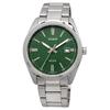 Casio MTP-1302DA-3AV Men's Analog Quartz Watch, Silver Metal Band, Green Textured Dial