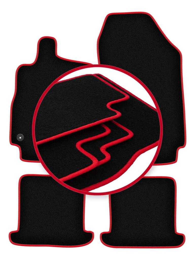 Velour floor mats with red edge for: Renault Megane III cabrio (2008-2015)