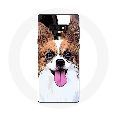 Coque Pour Samsung Galaxy Note 9 Épagneul Nain Continental Papillon Chiot Blanc Et Marron