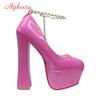 Aphixta Pearl Chain Strap Party Disco Dance Pumps Women 5.5cm Platform 16cm Super High Shunk Hennessy Hennessy Pumps Super Big 47 48 49 50