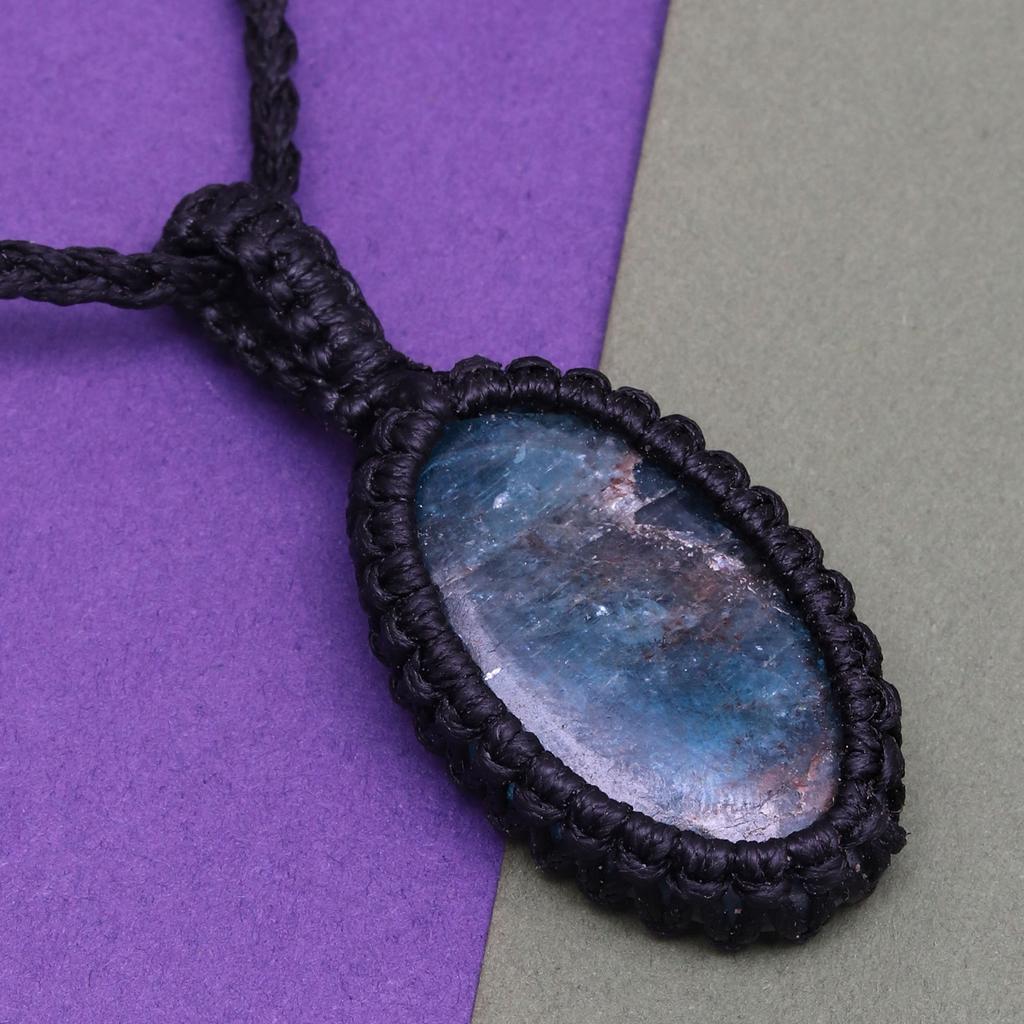 Хризоколла Драгоценный Камень Подарок на Хэллоуин Подарочные Украшения Макраме Подарок для Нее Ожерелье