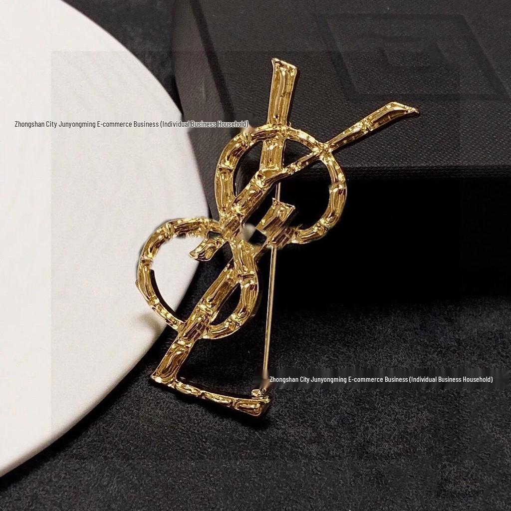 YS Ретро Брошь с бамбуковым суставом: Стильный женский модный аксессуар с оригинальным дизайном и стальным клеймом.