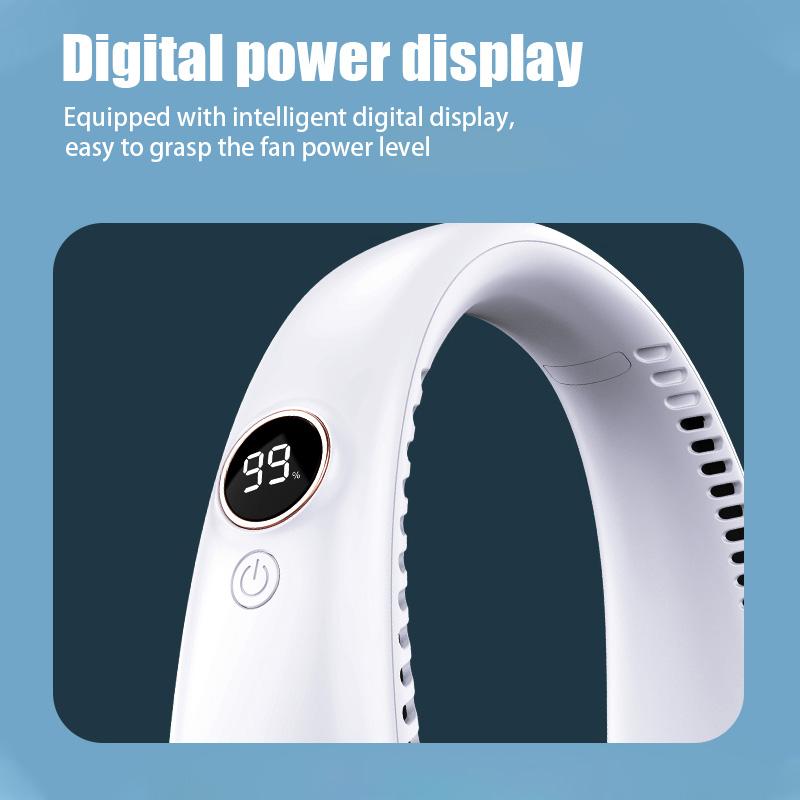 Portable Hanging Neck Fan Digital Display Power Ventilador Bladeless Neckband Fans Air Cooler USB Charging Camping Electric Fan