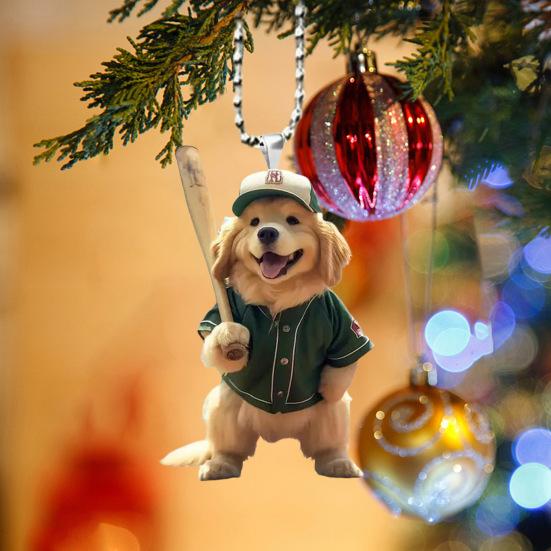 Собака бейсбола акриловое подвесное украшение для дома в помещении рождественская елка зеркало заднего вида автомобиля 2D плоский щенок подвесное украшение мультяшное животное кулон