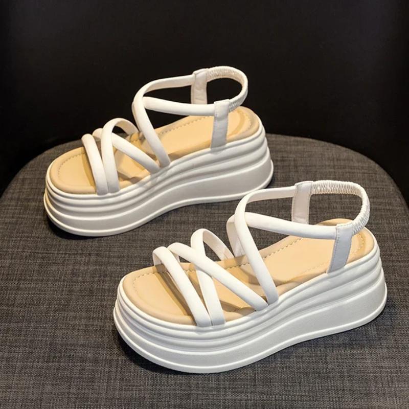 Fashion Cross Strap Wedge Heel Sandals Woman Summer Chunky Platform Slingbacks Women Slippers Thick Bottom Slides Flip Flops