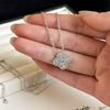 Корейское минималистичное ожерелье на ключицу с бриллиантовым сердцем, четырехлистником и бантом