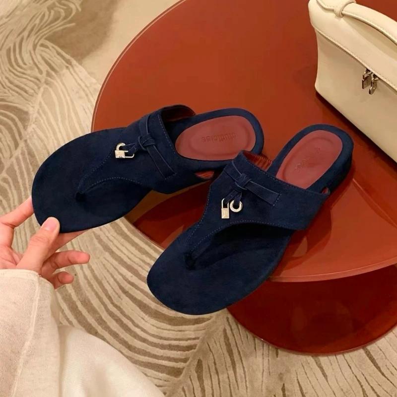 Балетки Женские Тапочки Дизайнерские Туфли с Перемычкой Замшевые Босоножки на Слинге Лето 2025 Новая Обувь Модные Шлепанцы Пляжные Zapatillas Mujer