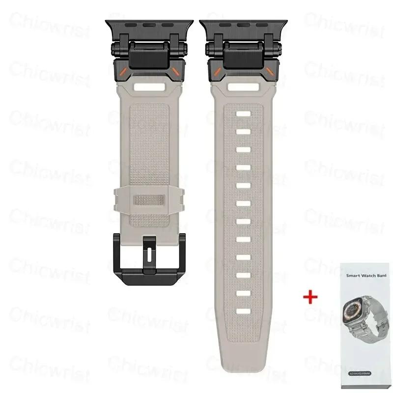 Мягкий ремешок для Apple Watch Ultra 2 49 мм 45 44 42 46 мм Металлический коннектор из нержавеющей стали Браслет из ТПУ iWatch 10 9 8 7 6 SE 5 4