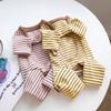 Elastic Four-Legged Dog Pajamas Long Sleeves Soft Striped Dog Base Shirt Anti-licking Belly Hugging Pet Casual Wear