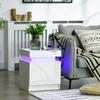 Bedside Table Nightstand RGB LED Light High-Gloss Panel with 2 Drawers for Living Room Bedroom White