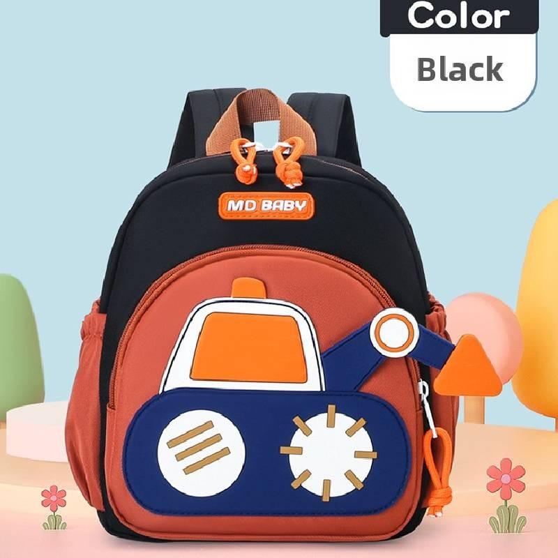 Kids Cartoon Preschool Backpack With Excavator Print And Breathable Material