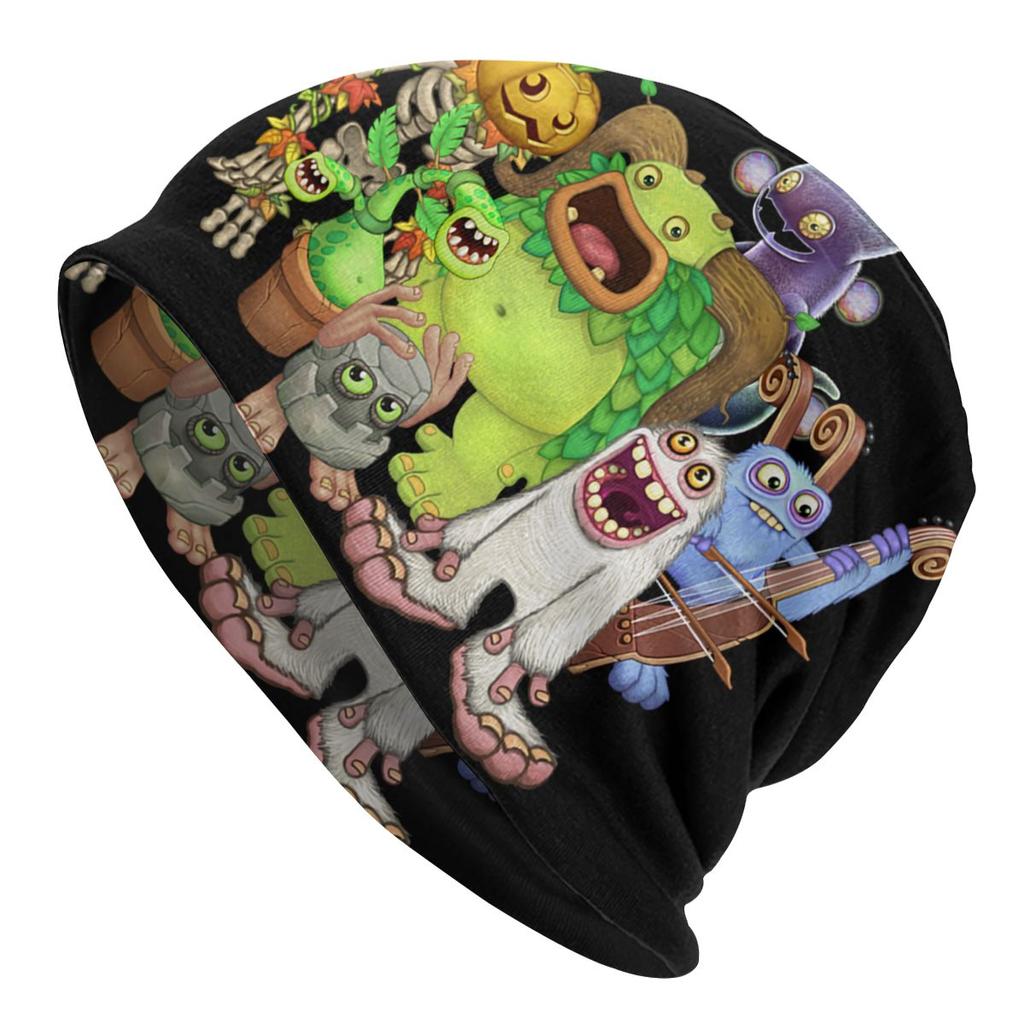 Зимняя теплая шапочка с изображением моих поющих монстров, женская шапка с напуском, модная шапка-бини в стиле аниме с героями мультфильмов, уличные лыжные шапочки с черепами, шапки