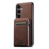 For Samsung Galaxy S25+ Magnetic Case Card Holder Kickstand Litchi Texture Leather Back Cover