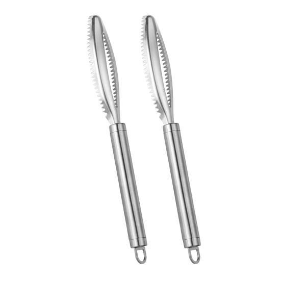 1/2Pcs Fish Scale Scraper Tool Stainless Steel Fish Cleaning Kit with Comfortable