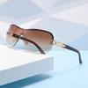 Роскошные безободковые квадратные солнцезащитные очки Женские Мужские Дизайнерский бренд Солнцезащитные очки Женские Мужские Милые Градиентные Зеркальные