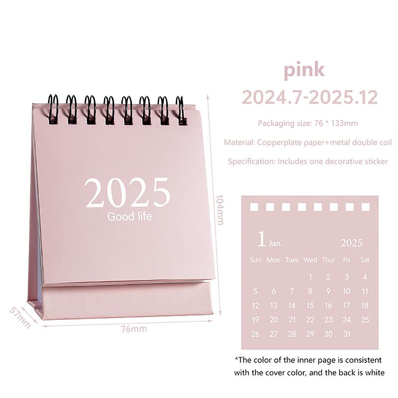 2025 Студенческое украшение рабочего стола Morandi Color Mini Calendar Simple Plan Маленький настольный календарь Милый ежедневник Офисные принадлежности