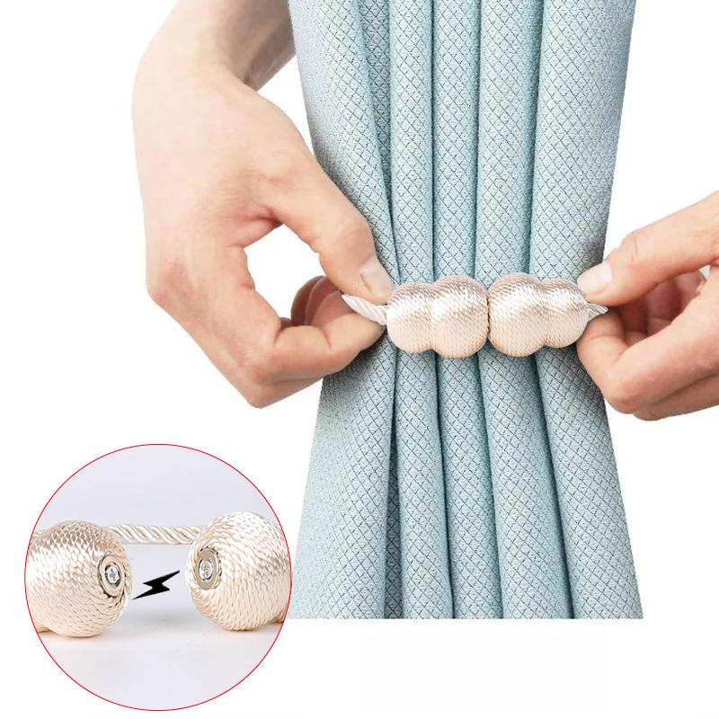 2pcs Vintage Style Magnetic Curtain Tiebacks with Rope - Decorative Plastic Holdbacks for Elegant Window Treatment