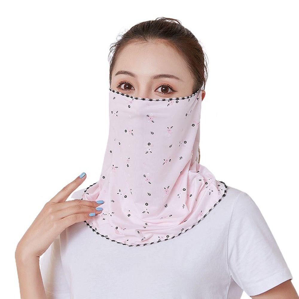 Floral Sunscreen Veil Driving Face Mask Summer Sunscreen Mask Face Gini Mask Womne Neckline Mask