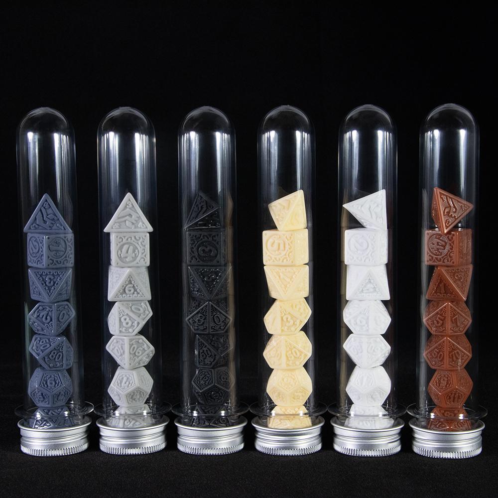 7pcs/set Polyhedral Dice with Tube Playing for DND RPG COC Cthulhu Running Team Board Game Accessories