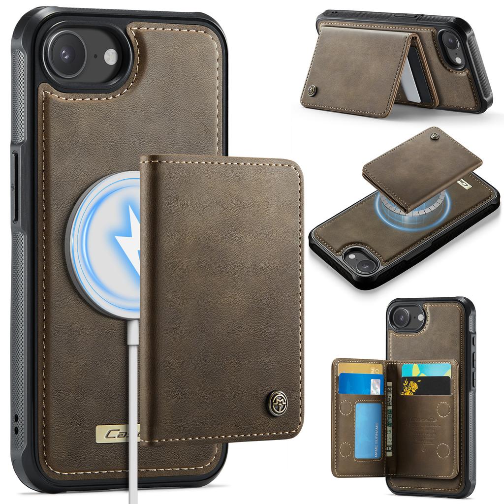 For iPhone 16e Magnetic Case CASEME ME80 Series Leather PC TPU Phone Cover with Detachable Wallet