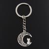 Fashion Keychain 30x25mm Moon Cat   Pendants DIY Men Jewelry Car Key Chain Ring Holder Souvenir For Gift